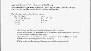 Macro Problem  Calculate the IS Curve amp LM Curve Equations  Equilibrium Interest Rate amp Output [upl. by Thacker331]