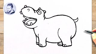 Comment dessiner un hippopotame facile [upl. by Carew]