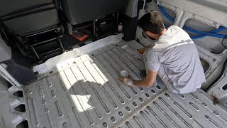 WE PAINTED THE CARAVAN FLOOR  APPLIED PROTECTIVE [upl. by Anesusa]