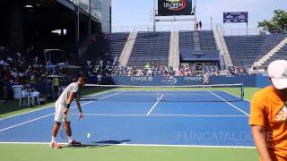 Stanislas Wawrinka Practicing US Open 2014 [upl. by Sukhum552]