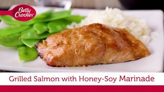 Grilled Salmon with HoneySoy Marinade  Betty Crocker Recipe [upl. by Arta]