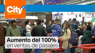 Plan Éxodo Se registra gran flujo de viajeros en la Terminal de Transportes de Bogotá  CityTv [upl. by Vonni]