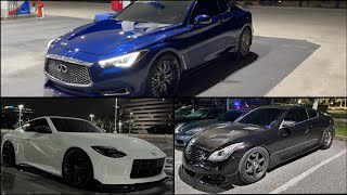 Infiniti Q60 VS Single Turbo Infiniti G37 2023 Nissan Z amp Mercedes C63 AMG  Street Racing [upl. by Ycnuahc912]