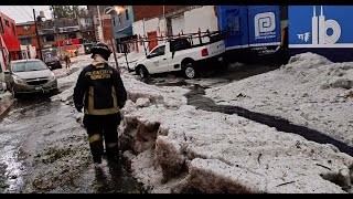 Intensa lluvia y granizada azota la ciudad de Puebla [upl. by Bathulda]