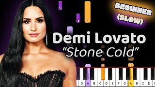 Demi Lovato Stone Cold Piano Tutorial Beginner SLOW 50 Speed [upl. by Anitnas238]