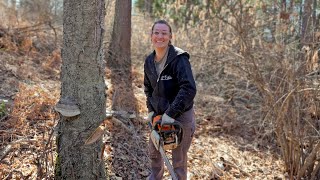 5 Years Living Off The Grid  Falling Her First Tree  It Was Hilarious [upl. by Thor]