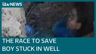 Ongoing rescue mission to save fiveyearold boy trapped in Moroccan well  ITV News [upl. by Winnie]