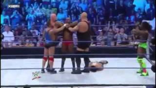 Triple Chokeslam by Kane Big Show amp Santino on Ezekiel Jackson [upl. by Yle757]