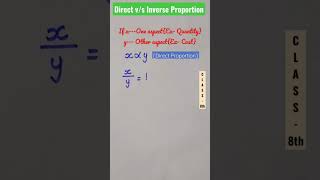 Direct vs Inverse ProportionClass 8thHow to Identify Direct amp Inverse VariationMaths [upl. by Ecnal]