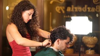 ASMR 💈 LADY BARBER “ITALIAN MULLET” [upl. by Archambault]