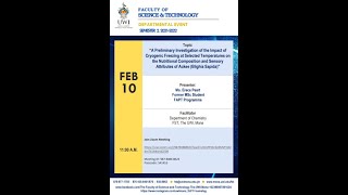 FST Chemistry Seminar  Impact of Cryogenic Freezing on the Attributes of Ackee [upl. by Ail]