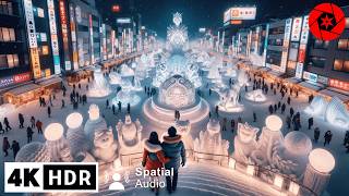 Exploring Japan’s Largest Snow Festival Night Walk  4K HDR [upl. by Richmond820]