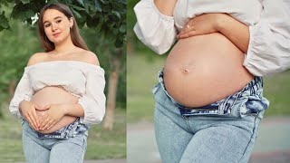 Pregnancy Photo Shoot Outdoors  Maternity Photography highlighting pregnant Belly [upl. by Anetta994]