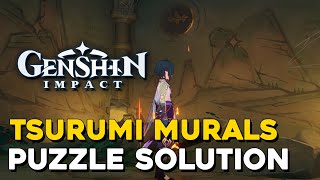 Genshin Impact Murals Puzzle Solution StarShaped Gems amp Seelie Locations On Tsurumi Island [upl. by Maxa]