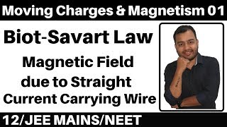 Moving Charges and Magnetism 01  BiotSavart Law  Magnetic Field due to Straight Wire JEENEET [upl. by Alphonse781]