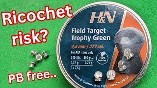 Accuracy and ricochet testing HampN field target trophy green lead free air rifle pellets [upl. by Conant]