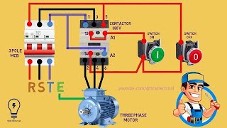 3 phase motor starter Control overload Wiring diagram [upl. by Etnad]