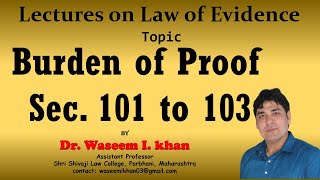 Burden of Proof Part I  Section 101 to 103 of Law of Evidence  Lectures on Law of Evidence Part 48 [upl. by Ikcin]