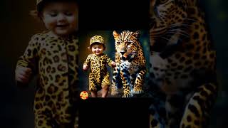 A bay walks with Leopard on a fashion show baby littleworld youtubeshorts [upl. by Aninay461]