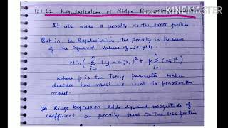 L2 Regularization Ridge Regularization Ridge Regression  lecture 44 machine learning [upl. by Lenneuq412]