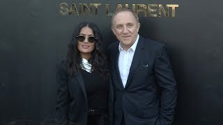 Salma Hayek and François Henri Pinault at Saint Laurent Fashion Show Photocall in Paris [upl. by Curr]