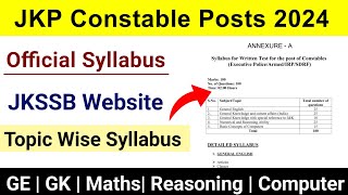 jkp constable posts 2024official syllabustopic wise syllabus out [upl. by Niltak]