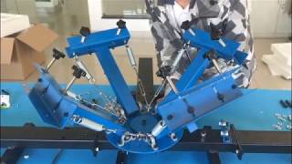 Screen Printing Machine Press Silk Screen Printing Machine4 color 4 station Installation Step [upl. by Boothman]