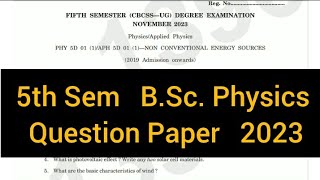 NONCONVENTIONAL ENERGY SOURCES  5th Semester BSc Physics 2023 calicut [upl. by Dart]