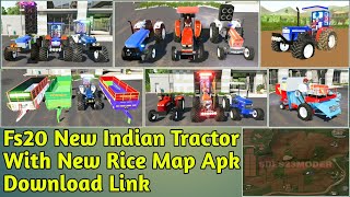 Fs20 555k Special New indian tractor with New Rice Map Mod  FS20 NEW TRACTOR BY SDFS23MODER [upl. by Tiebout]