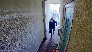 CCTV shows moment shocked burglar was caught redhanded [upl. by Lemmy783]