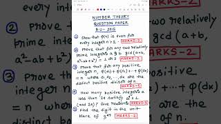 NUMBER THEORY BURDWAN UNIVERSITY QUESTION PAPER2015 [upl. by Amandi849]