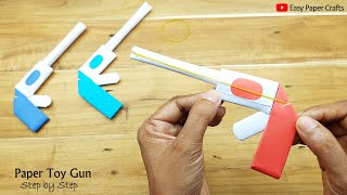 How to Make Paper Toy Gun That Go Very Fast  DIY Rubber Band Gun  Easy Paper Toy Ideas [upl. by Erny]