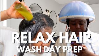 Pre Poo Routine for RELAXED HAIR  How I Prep My Relaxed Hair for a Healthy Wash Day [upl. by Claresta]