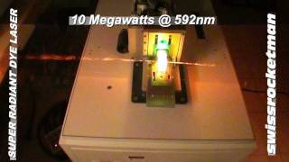 SUPER RADIANT 10 Megawatt DYE laser  592 nm [upl. by Samtsirhc385]