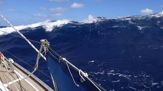 28 foot yacht semi knock down by breaking wave in stormy seas [upl. by Cartan939]