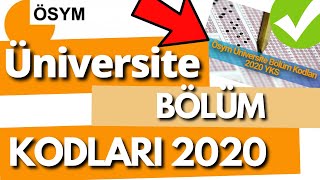 Ösym Üniversite Bölüm Kodları 2020 YKS [upl. by Seditsira]