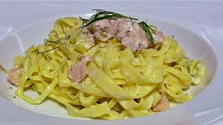 Bandnudeln mit Lachs in SahnesauceWildlachs PastaTagliatelle al Salmone [upl. by Elyrpa]