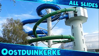 ALL WATER SLIDES at Sunparks Oostduinkerke [upl. by Htessil]