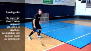 Defending and attacking posture  floorballcoachorg [upl. by Nosyrb]