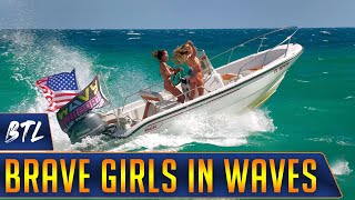 BLUE TOP LEGEND SISTERS DOING WHAT THEY DO  HAULOVER INLET BOATS  WAVY BOATS [upl. by Sihtnyc]