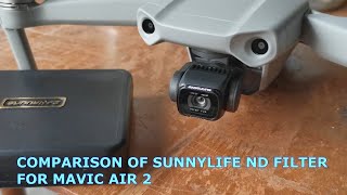 Comparison of sunnylife ND filters for Mavic air 2 MCUV CPL ND 4 ND 8  Malaysia [upl. by Annahsohs]