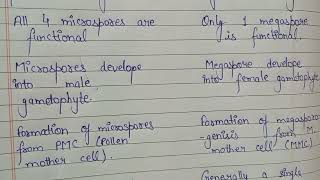 Common differences between microsporogenesis and megasporogenesis 👍neet study StudywithRitika [upl. by Aalst810]