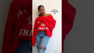 Stop over cutting your tshirts and sweatshirts  DIY off shoulder cut upcycling fashion diy [upl. by Chemesh]