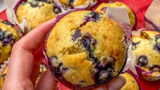 easy delicious blueberry muffins with greek yogurt 🫐🧁 [upl. by Biernat623]