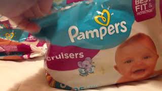 New Pampers Cruisers Size 3 25 Count Jumbo Pack Baby Diapers Video Review Reveal [upl. by Akihsar]