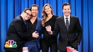 Flip Cup with Gisele Bundchen and Matthew McConaughey Late Night with Jimmy Fallon [upl. by Pris]