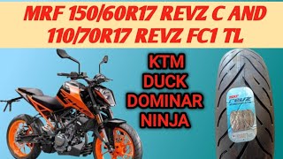 MRF 15060R17 REVZ C AND 11070R17 REVZ FC1 TUBELESS TYRE mrf tubless redial ktm duke dominar [upl. by Rida]