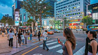 Rainy Day Walk in Lively Gangnam Main Street  Seoul Solo Travel 4K HDR [upl. by Anehsak]