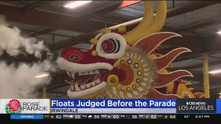 Rose Parade floats judged ahead of show time [upl. by Romeon531]