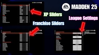 Madden 25 REALISTIC Franchise Sliders XP Sliders amp League Settings [upl. by Odareg31]